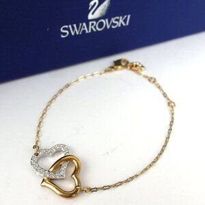Authentic SWAROVSKI Heart rhinestone bracelet metal [Used]
